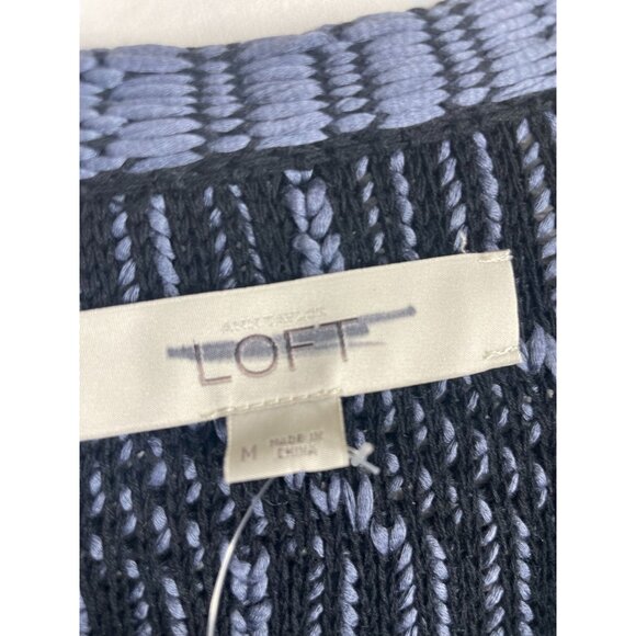 New Loft Asymmetrical Zip Knit Sweater size Medium Blue - Picture 2 of 8